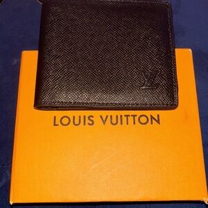 Louis Vuitton Black Taiga Trifold Wallet